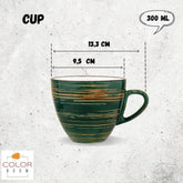 Wilmax Tassen-Set mit Untertassen, 6-teilig, grün – WL-669536/AB6